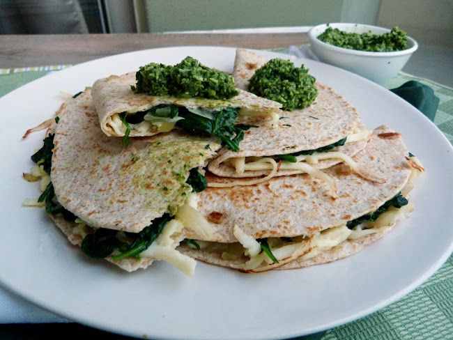 Paneer and Spinach Quesadillas with Cilantro Chutney 1