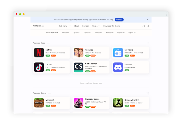 Apmody Blogger Template Premium 100% [Free] 