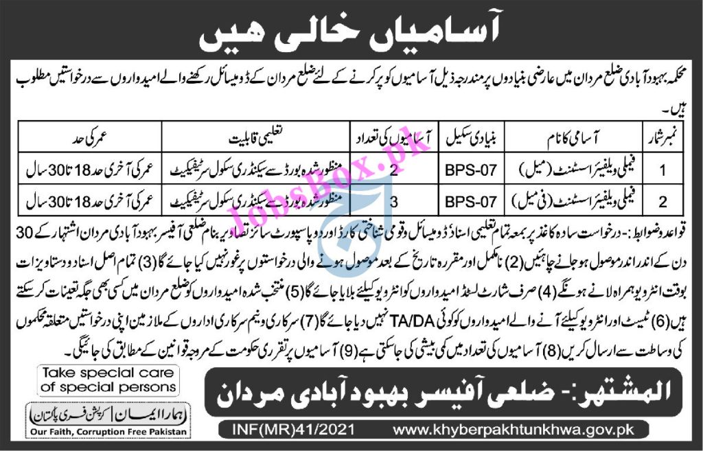 www.ats.org.pk - Population Welfare Department KPK Jobs 2022 in Pakistan