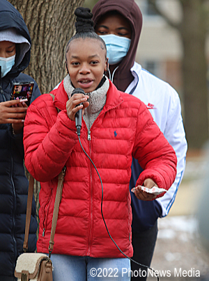 Asia Mitchell talks at the Urbana MLK Walk for Peace