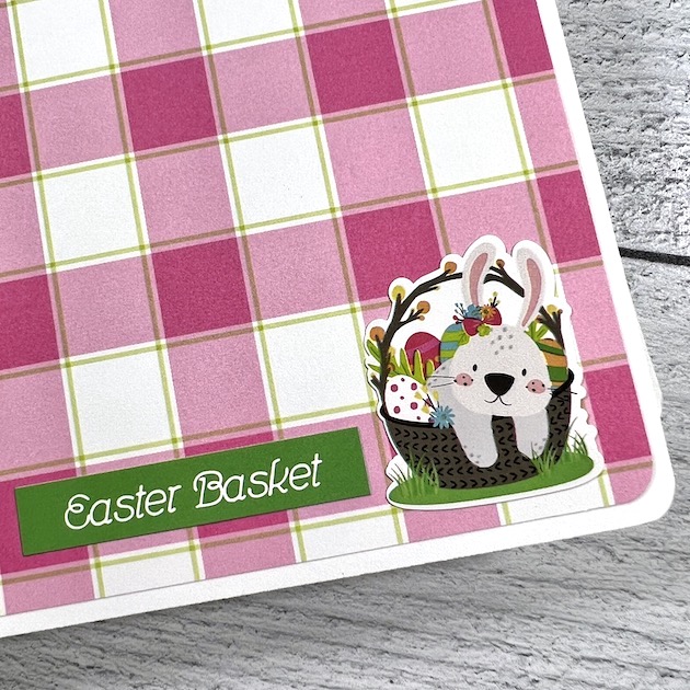 Easter basket shaped scrapbook album page with rabbit