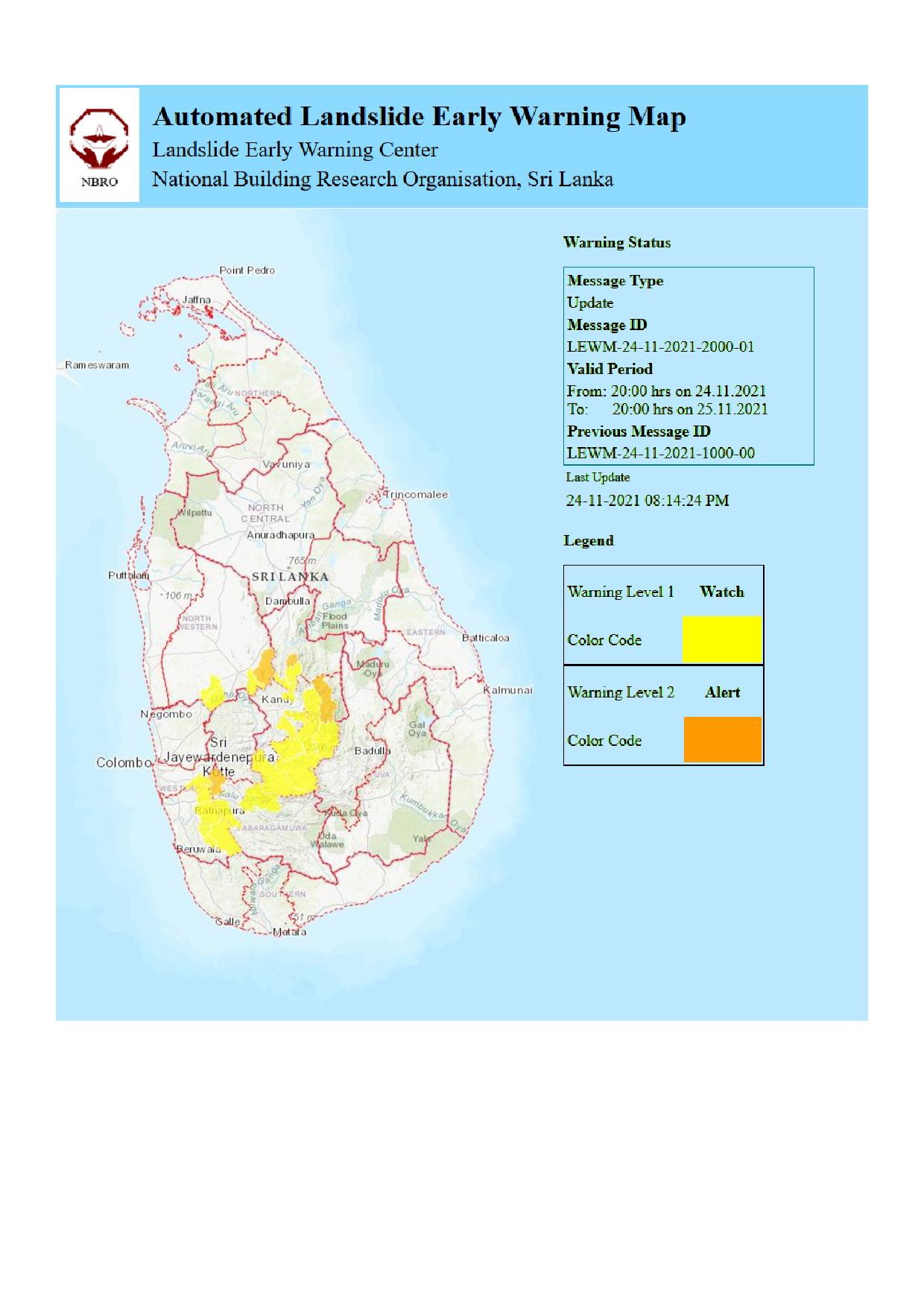 seven district landslides warning