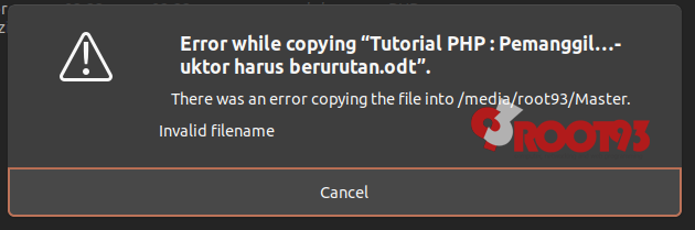 Mengatasi Masalah Error while copying Invalid filename di Ubuntu