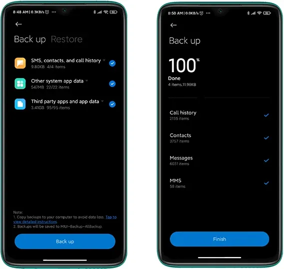 باك اب بيانات Xiaomi Backup