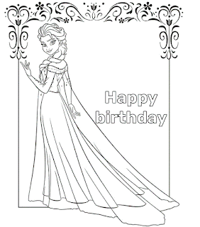 coloring pages Frozen birthday cards kids