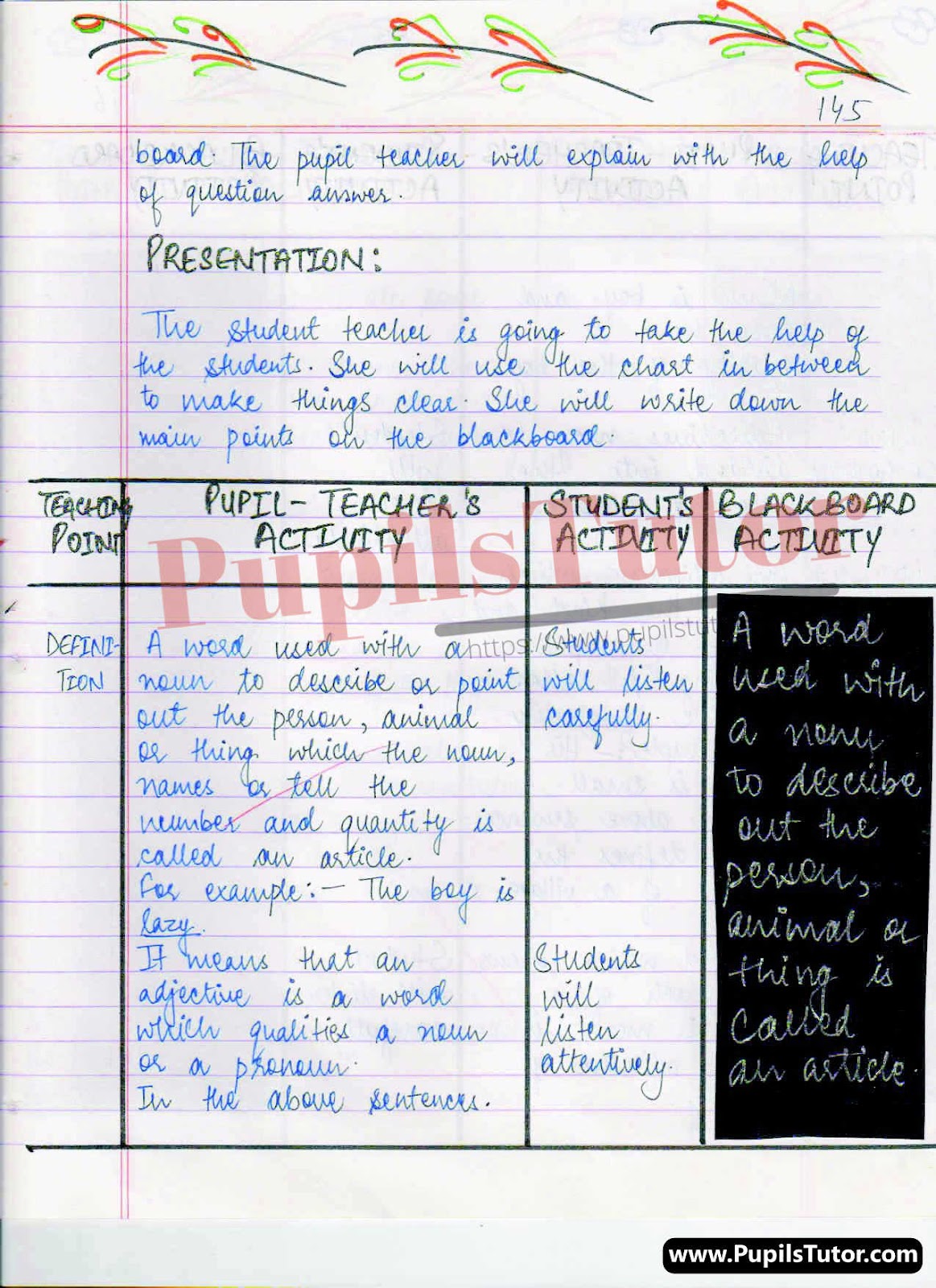 Class/Grade 10 English Lesson Plan On Adjectives For CBSE NCERT KVS School And University College Teachers – (Page And Image Number 3) – www.pupilstutor.com