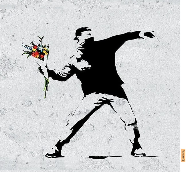 Banksy derrama flores