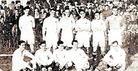 SELECCIÓN DE ESPAÑA. Temporada 1921-22. Otero, Patricio, José María Peña, Alcántara, Careaga, Zamora. Meana, Acedo, Gamborena, Sesúmaga y Pagaza. SELECCIÓN DE ESPAÑA 2 SELECCIÓN DE BÉLGICA 0 Domingo 09/10/1921, 16:00 horas. Partido internacional amistoso. Bilbao, Vizcaya, Estadio de San Mamés