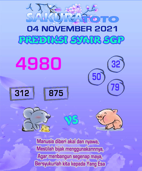 Prediksi Togel Sakuratoto Singapura Kamis 04 November 2021