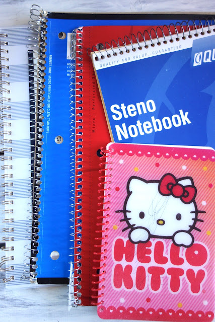 old notebooks, DIY notebooks, how to recycle old notebooks, paper crafts, handmade, blah to TADA, crafty recycling, Hello Kitty
