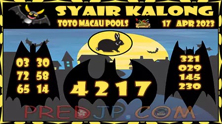 Prediksi Kalong Macau 3D Hari Ini JP 17 April 2023