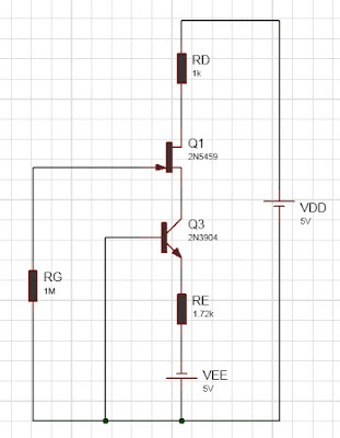 JFET current source biased circuit with calculated values