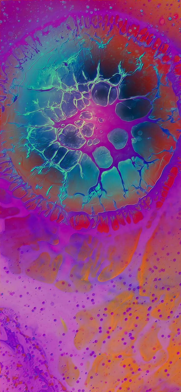 A vibrant abstract wallpaper featuring a swirling galaxy of neon colors.


