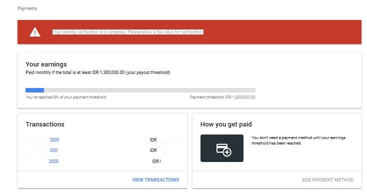 You can not add payment method because you have not completed AdSense identity verification process.