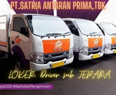 Lowongan PT Satria Antaran Prima membuka lowongan Driver dengan PERSYARATAN  Laki-laki pendidikan min.SMA  Usia max.35th  .Mempunya pengalaman driver 2th wajib ( surat pengalaman )  Domisili JEPARA  Menguasai area JEPARA dan sekitarnya  Patuh SOP perusahaan