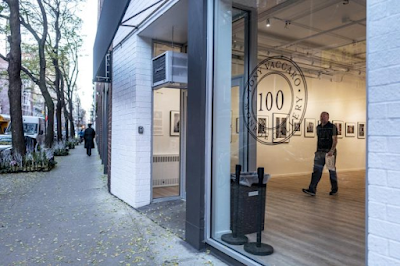 exterior street view of the Monroe Gallery Tony Vaccaro Pop Up Gallery at 21 Spring St in NYC