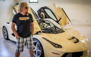 Picture of Betsy Berardi's ex-husband Sammy Hagar with a supercar