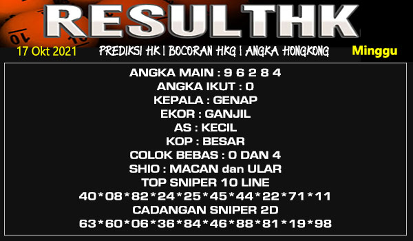 Prediksi Hk Minggu 17 Oktober 2021 Togel Syair Hongkong Result Hk