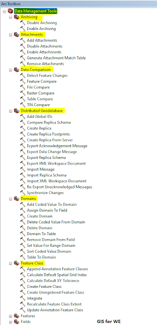 Herramientas de gestión de datos en Arc Toolbox