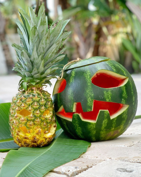 Carved Pineapple and Melon