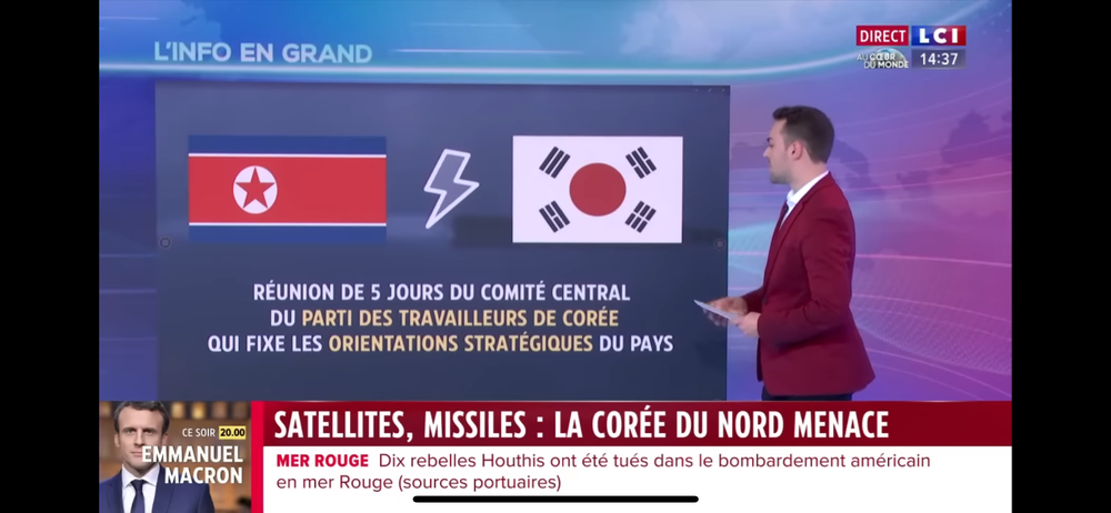 [theqoo] FRANCE TV WHO PUT THE WRONG KOREAN FLAG IN THEIR NEWS BROADCAST TODAY