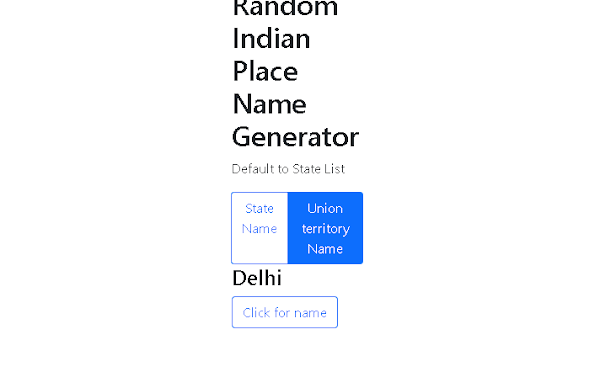 Random Indian Place Name Generator - Indian State and Union Territories