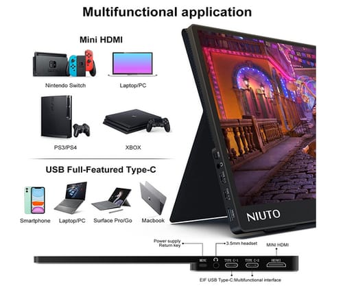 NIUTO 14.0 Inch 3840 X 2160 IPS 4K Portable Touch Monitor