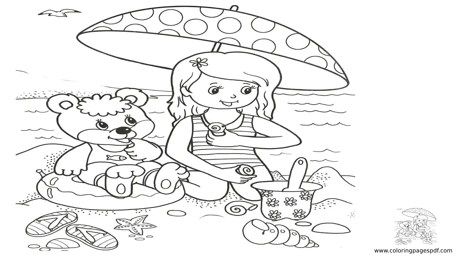Coloring Pages Of A Girl Playing With Sand