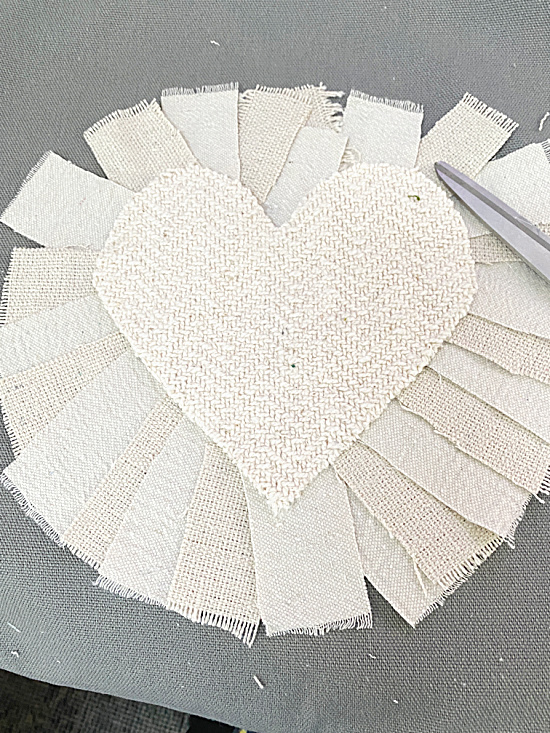 textured heart shape in center of strips