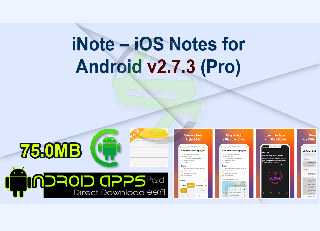 iNote – iOS Notes for Android v2.7.3 (Pro)