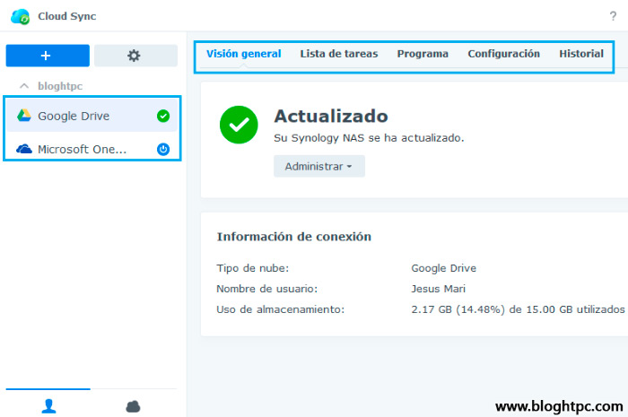 ADMINISTRAR CONEXIONES CLOUD SYNC EN SYNOLOGY DSM 7