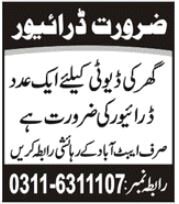 Driver Jobs 2021 | Latest Job in Pakistan