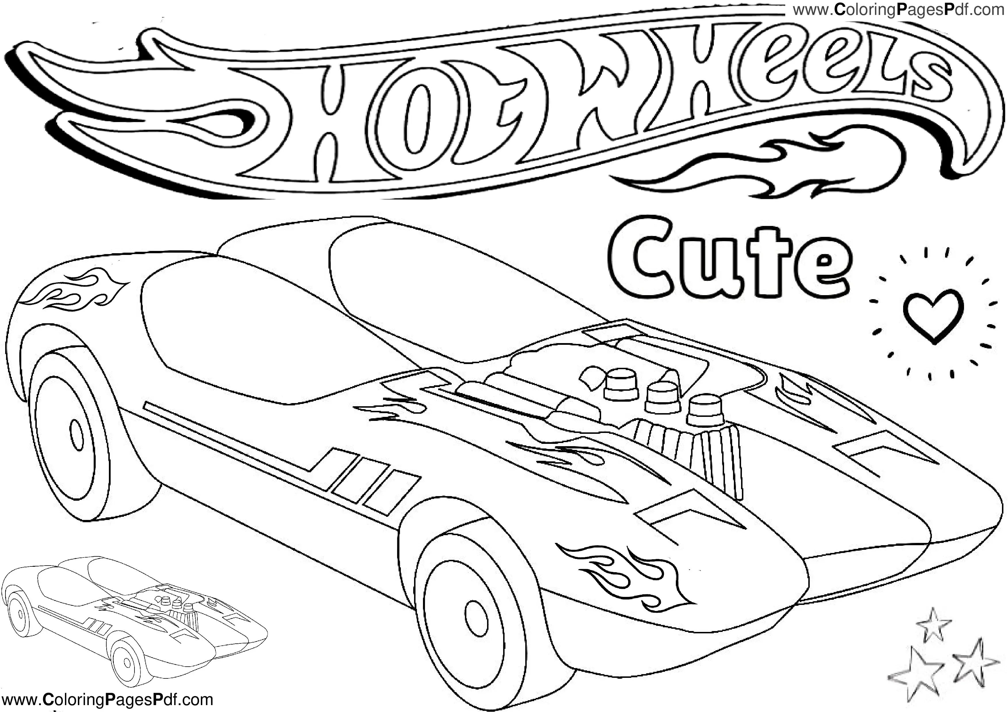 Hot wheels coloring pages for girls