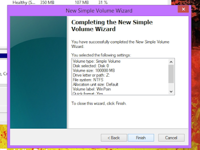 Cara Membagi Partisi Hardisk Windows 8 new simple volume