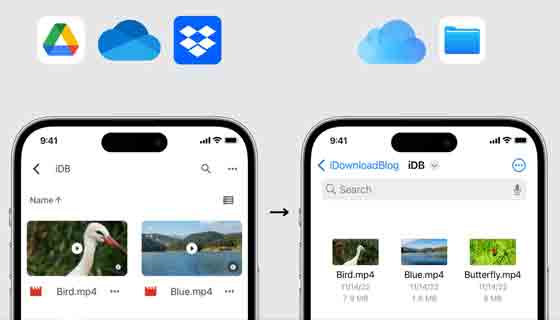 انقل الملفات من Google Drive أو OneDrive أو Dropbox أو خدمة سحابية أخرى إلى iCloud Drive