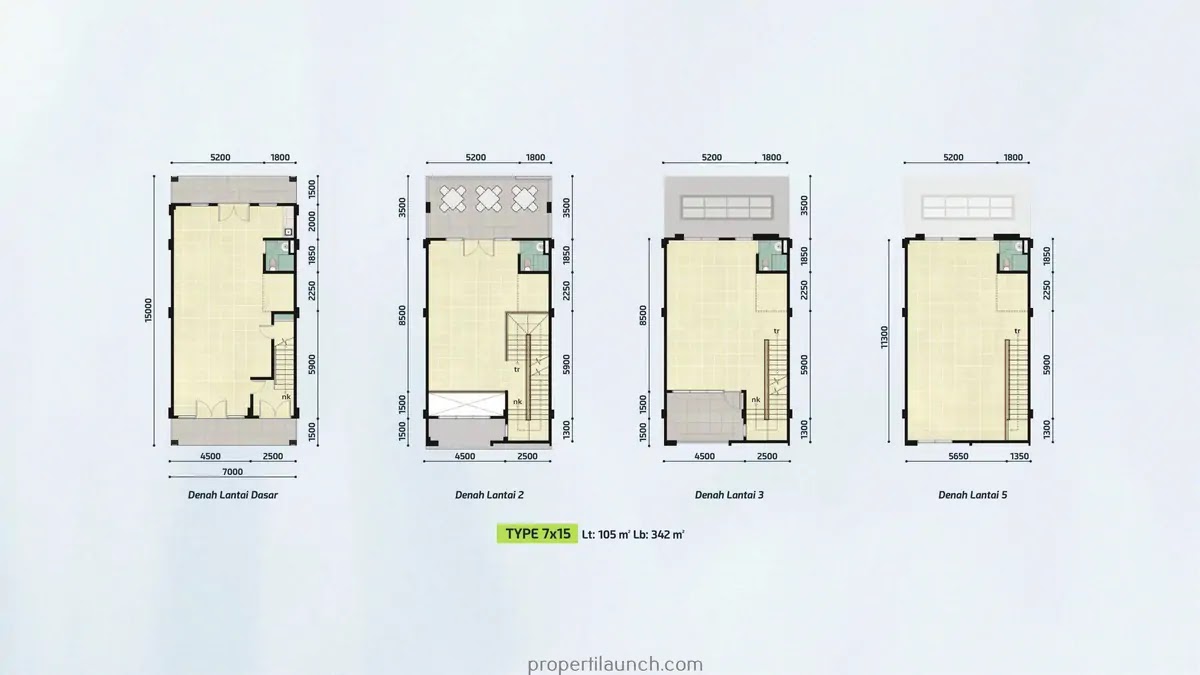 Denah Studio Loft Verona Junction Tipe 7x15 - 4 Lantai