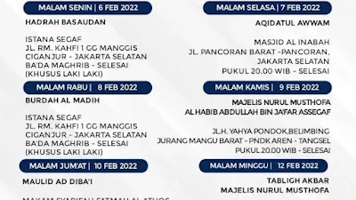 Jadwal Majlis Nurul Musthofa 6-12 Februari 2022