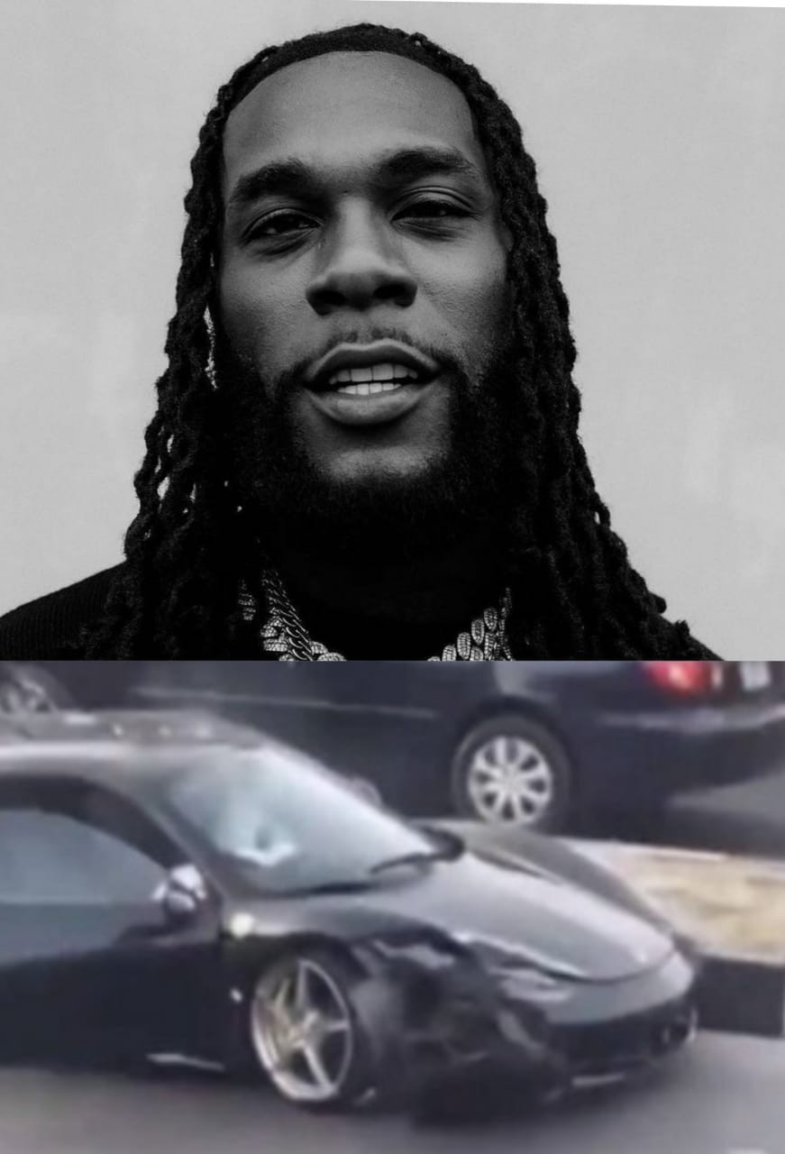 Singer BurnaBoy involved in an accident with his Ferrari