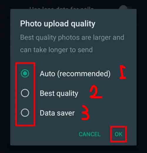 تعليم كيفية اختيار جودة إرسال الصور على WhatsApp