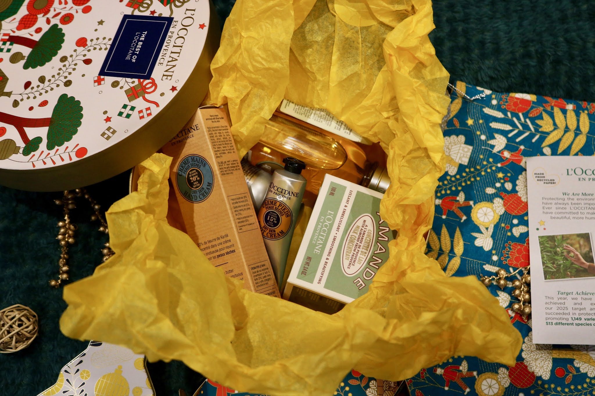 Close up of the inside of the Best of L'Occitane gift box