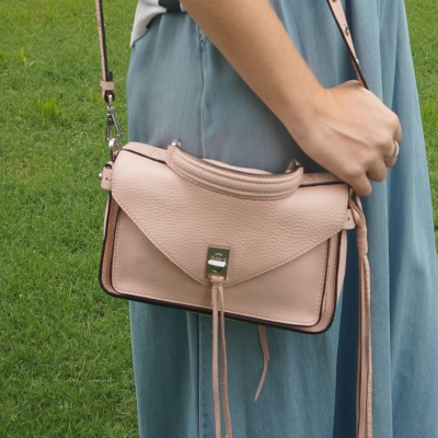 chambray maxi skirt and  Rebecca Minkoff small Darren messenger bag in peony | awayfromtheblue