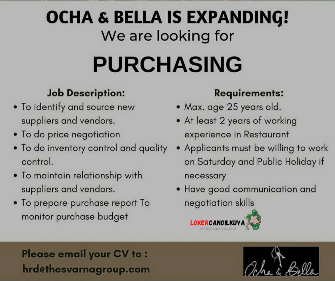 Lowongan Kerja Ocha & Bella Jakarta