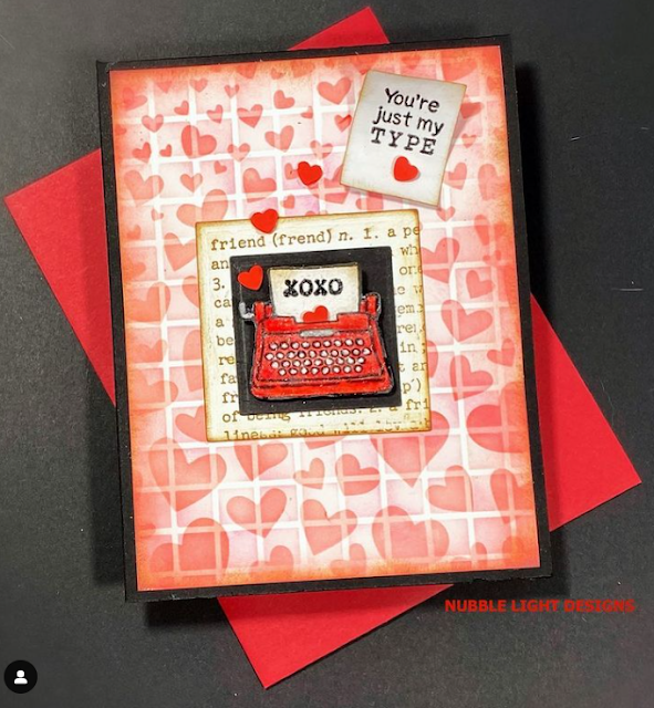 You're just my type by Priscilla features My Type and Tumbling Hearts by Newton's Nook Designs; #inkypaws, #newtonsnook, #cardmaking, #valentinescards