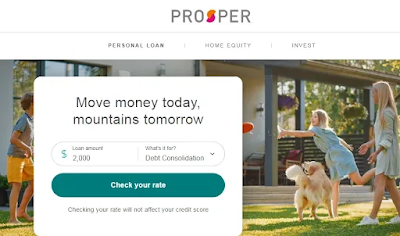 Prosper personal Loan website with loan amount button