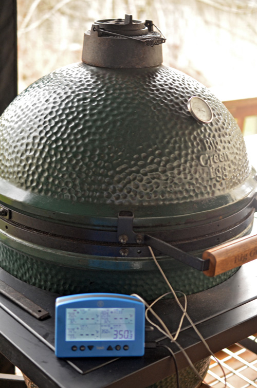 Big Green Egg with a Thermoworks Signals controlling the heat.