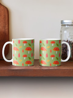 Toadstools and Mushrooms Mugs by Clare Walker at Redbubble