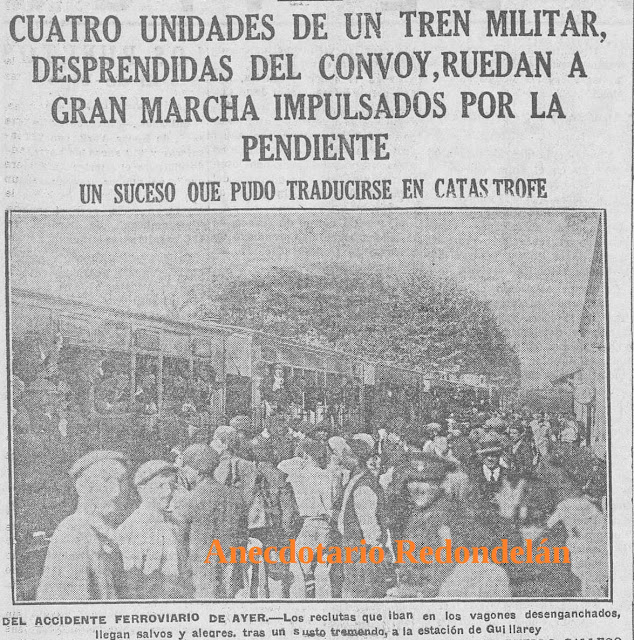 Chegada a Guillarei do tren accidentado en Redondela, 1931. El Pueblo Gallego