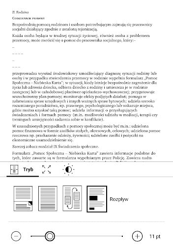 PocketBook InkPad Lite – ustawienia trybu reflow w pliku PDF