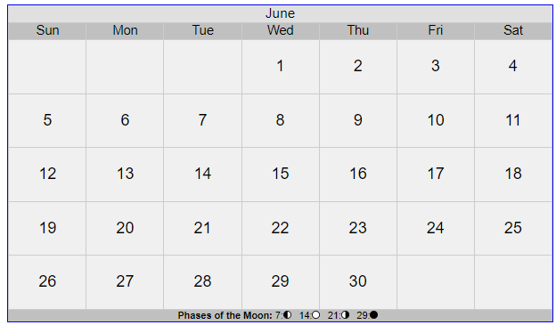 Gregorian Calendar 2022 June