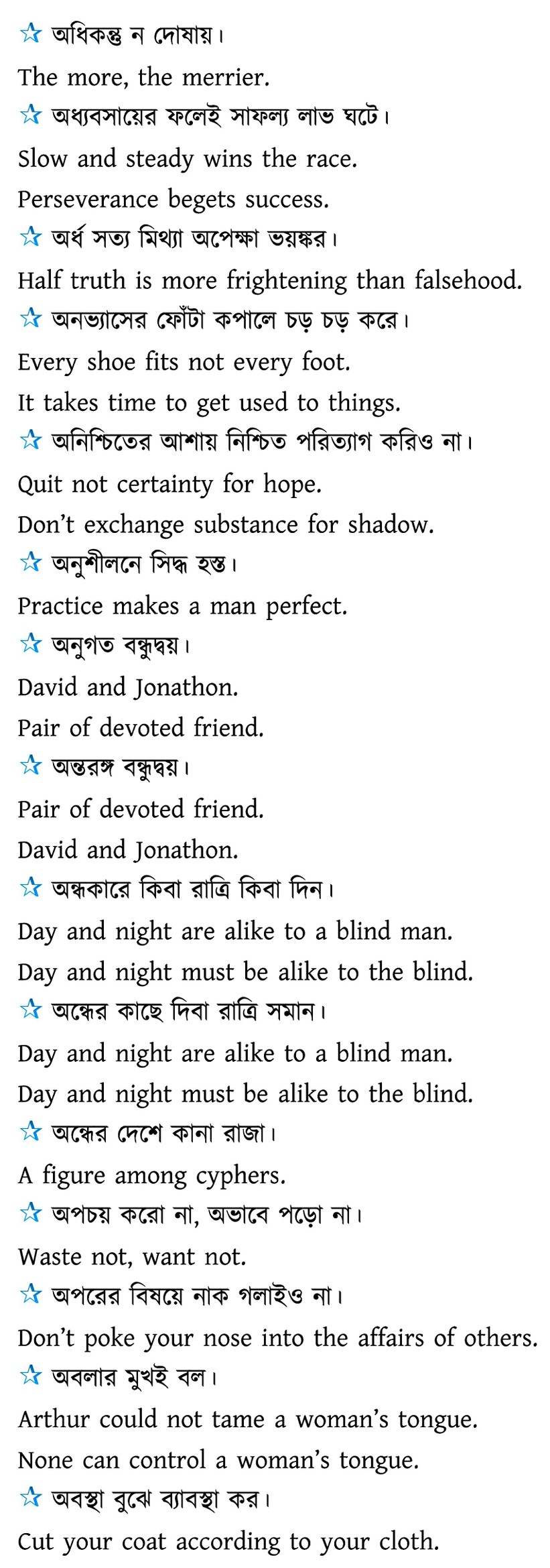 500+ Proverb With Bengali Meaning - WBCS Notebook